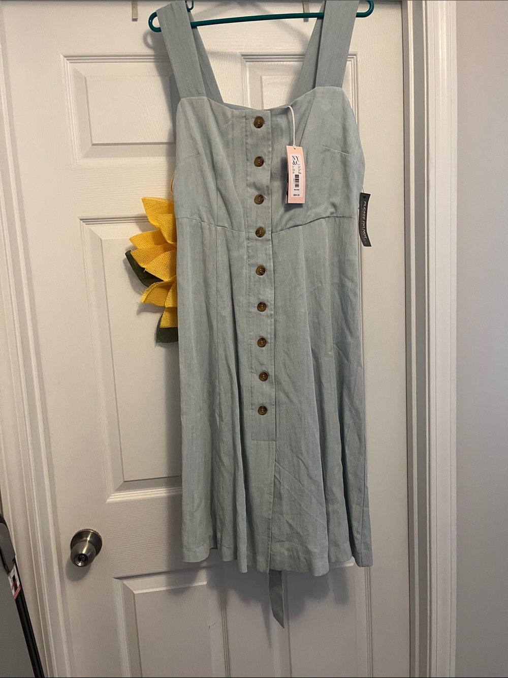 Light Green Button-Front Sundress with Wide Straps